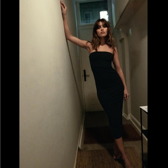 STRAPLESS MIDI DRESS - Picture 3 of 6